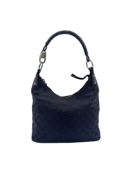 Gucci Handbags - ★SOLD★ Gucci GG Canvas Semi Leather Black Shoulder Bag Silver